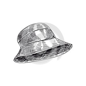 Panama hat retro hand drawn illustration.