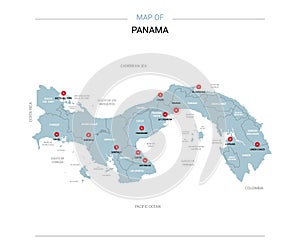 Panama map vector with red pin