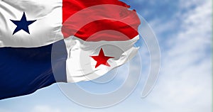 Panama national flag waving in the wind on a clear day