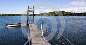 Panama pier for mooring boats on Boca Brava island