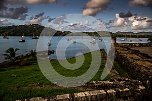 Panama, Portobelo is an old fortress with a bay in the Atlantic Ocean
