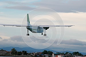 Panama propeller plane over san blas islands