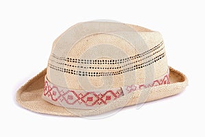 Panama straw hat isolated on white