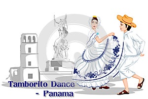 Panamanian Couple performing Tamborito dance of Panama