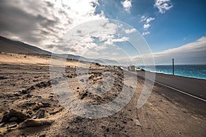 Panamericana road with Pacific ocean on the right photo