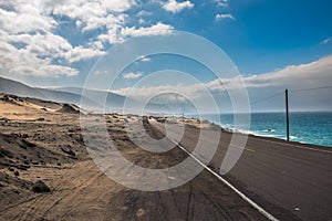 Panamericana road with Pacific ocean on the right photo