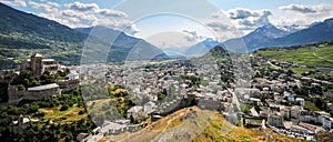 Panaroma of the city of Sion Valais Switzerland