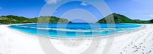 Panaroma view of popular beach in Lombok Indonesia which is Mawun Beach photo