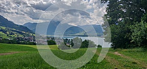 A panaromic view of the lake Sachseln , Obwalden photo