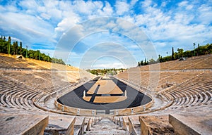 Panathenaic stadium in Athens, Greece hosted the first modern Olympic Games in 1896, also known as Kalimarmaro. photo