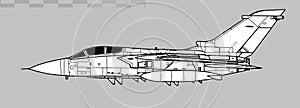 Panavia Tornado F3, Tornado ADV. Vector drawing of interceptor aircraft.
