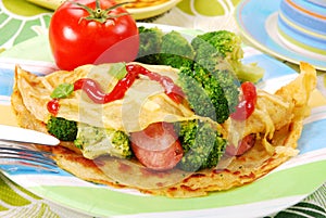 Pancake with broccoli