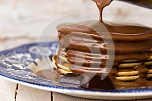 Pancake with chocolate sauce