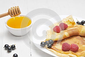 Pancake - Crepes with berries and honey