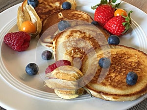 Pancake decorated with fresh berrys