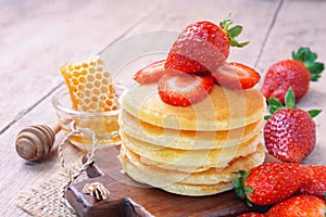 Pancake with fresh strawberry.