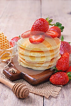 Pancake with fresh strawberry.