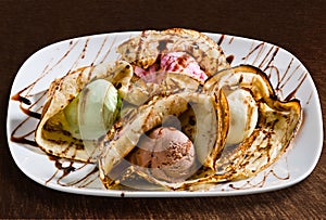 Pancake with ice cream