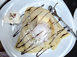 Pancake with ice cream