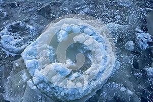 Pancake ice on Gulf of Finland of Baltic sea.