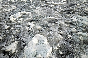 Pancake ice on Gulf of Finland of Baltic sea.