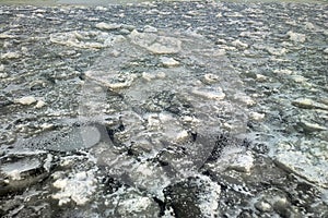 Pancake ice on Gulf of Finland of Baltic sea.