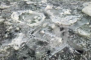 Pancake ice on Gulf of Finland of Baltic sea.