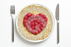 Pancake with love heart shape