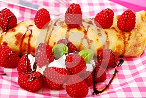 Pancake with raspberry