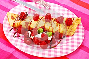 Pancake with raspberry