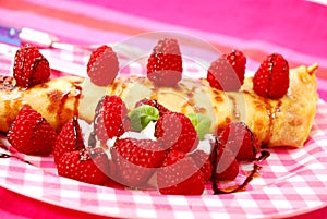 Pancake with raspberry