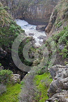 Pancake rocks and blowholes, Punakaiki New zealand photo