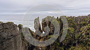 Pancake Rocks, famous travel destination in New Zealand, West Coast, South Island