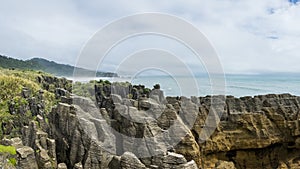 Pancake Rocks on a sea shore