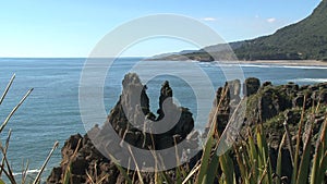 Pancake rocks at the Westcoast, southern island, New-Zealand