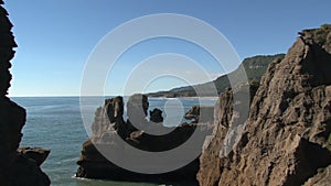 Pancake rocks at the Westcoast, southern island, New-Zealand