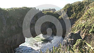 Pancake rocks at the Westcoast, southern island, New-Zealand