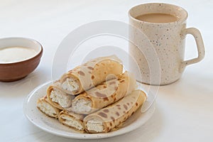 Pancake rolls with cottage cheese