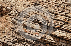 Pancake sedimantary rock formations on the coast