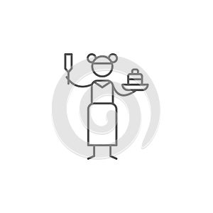 Pancake, waitress, restaurant icon. Element of restaurant icon. Thin line icon for website design and development, app development