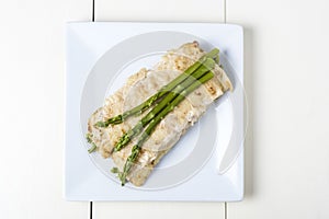 Pancakes with asparagus