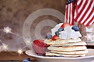 Pancakes with Blueberries and Strawberries