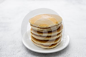 Pancakes breakfast or snack, isolated on white background