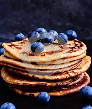 Pancakes with fresh blueberries