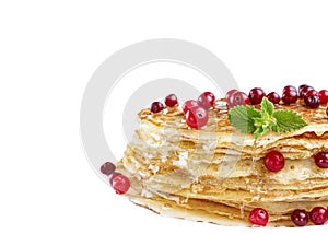 Pancakes isolated on white, closeup