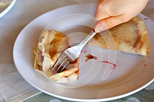 Pancakes is one of the favorite dishes for breakfast for children.