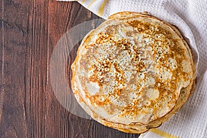 Pancakes on a plate. Pancake day. Russian food tradition