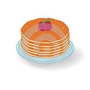 Pancakes Raspberry Isolated White Background