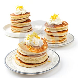 Pancakes with ricotta and lemon zest photo