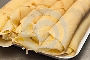 Pancakes rolled with cheese